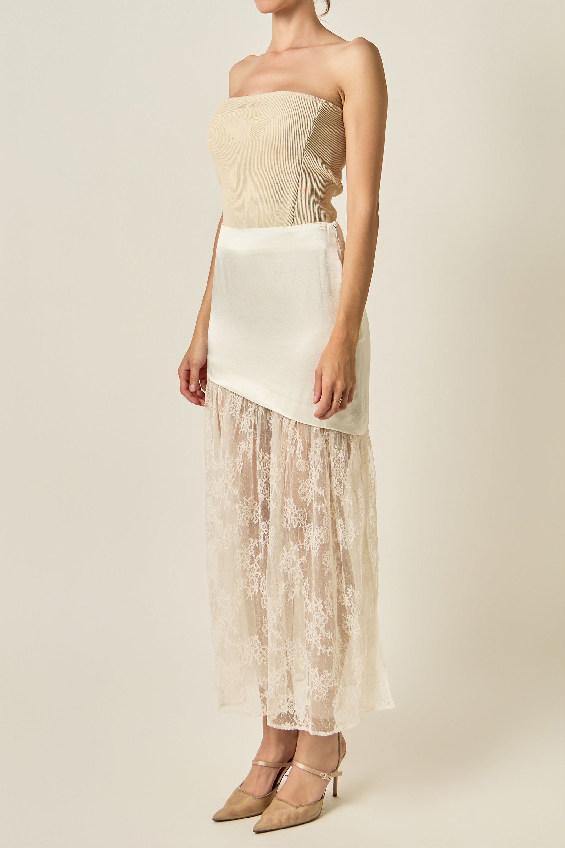 Asymmetrical Lace Maxi Skirt