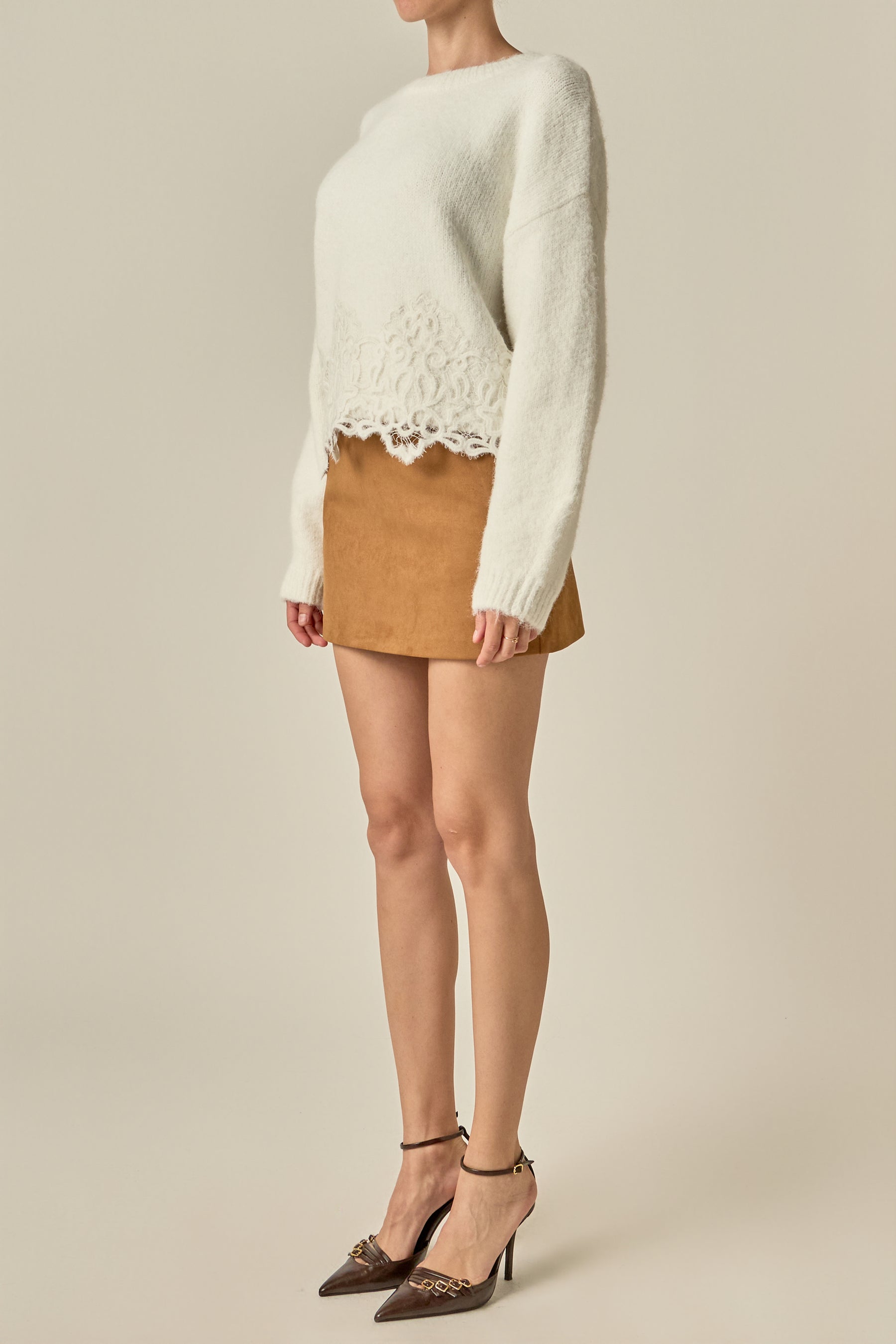 Lace Hem Knit Sweater