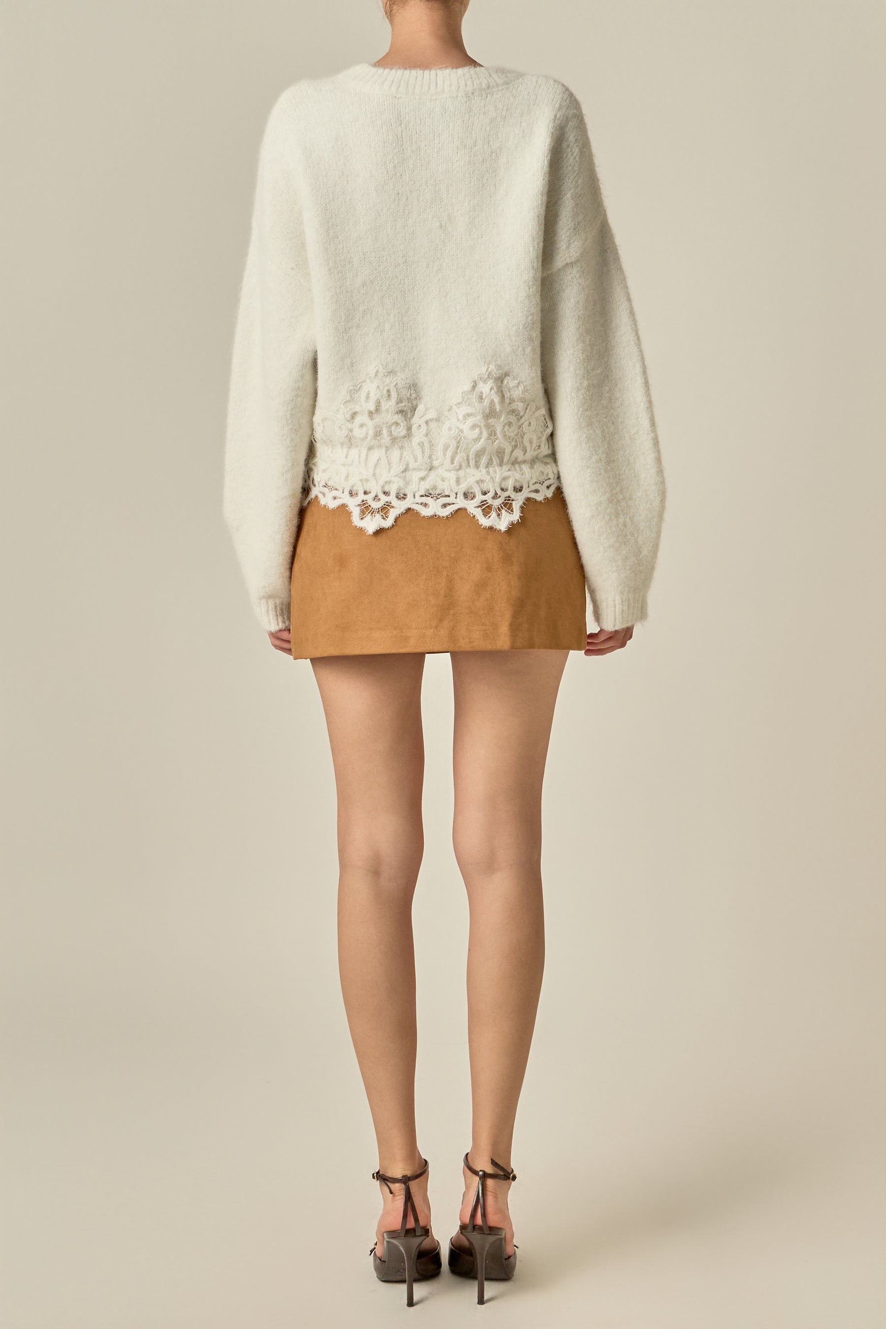 Lace Hem Knit Sweater