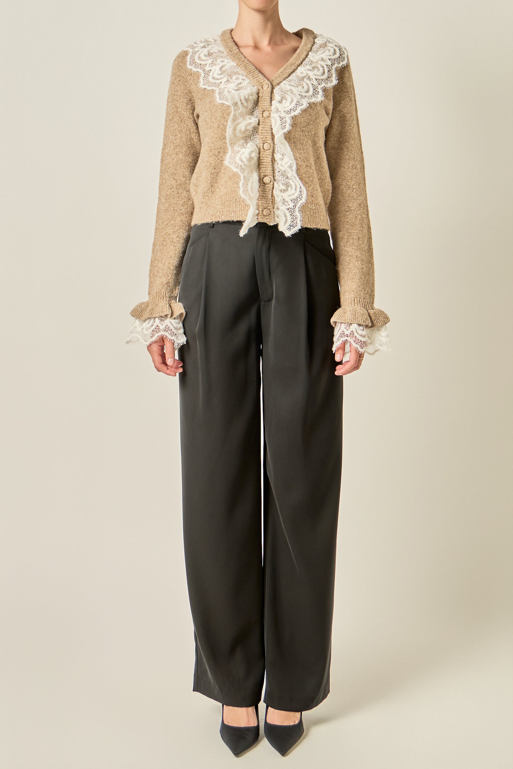 Lace Collar Knit Cardigan