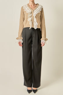 Lace Collar Knit Cardigan