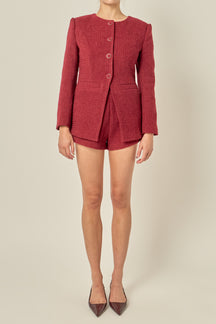 Tweed Buttoned Blazer