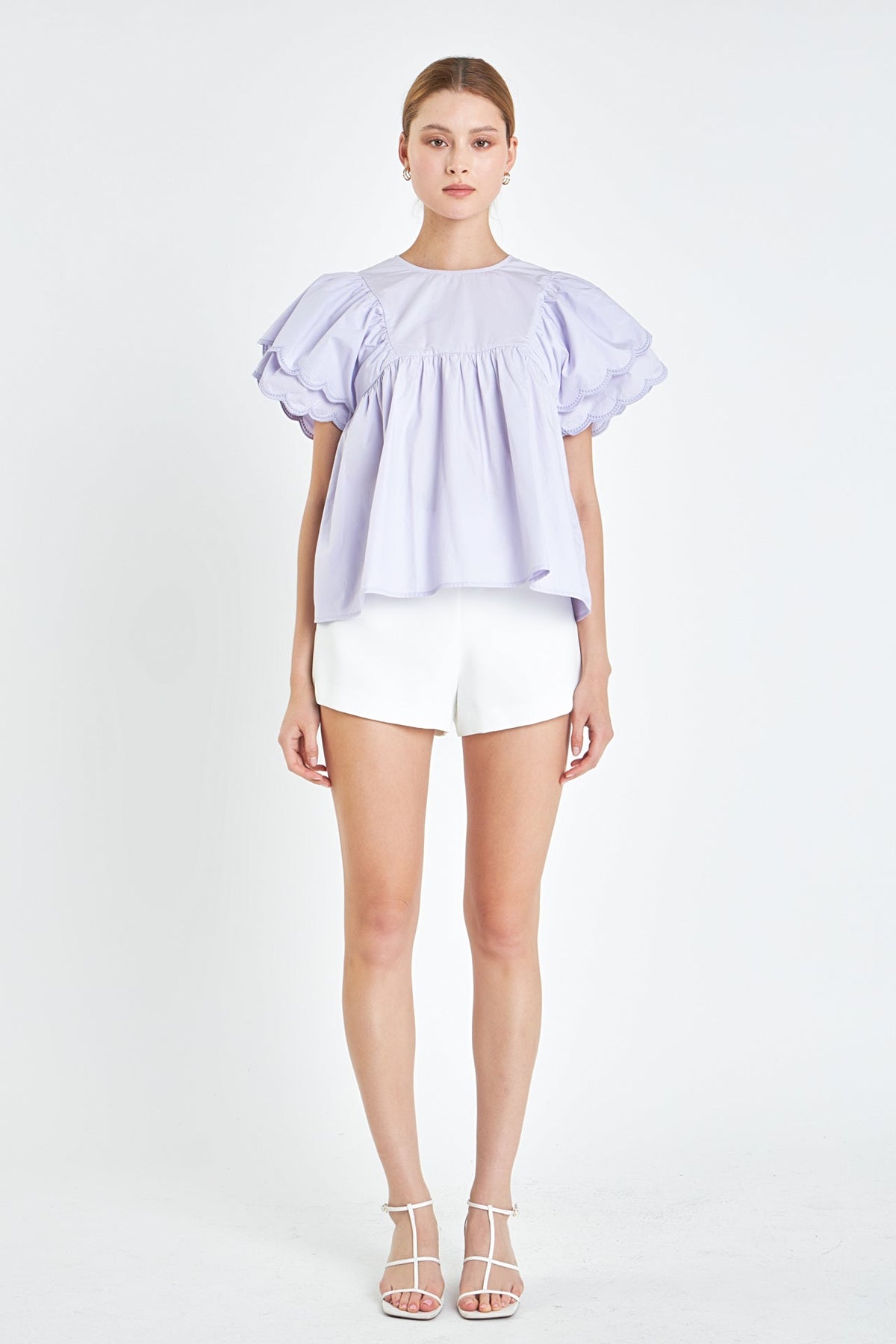 ENGLISH FACTORY - Scallop Hem Sleeve Top - TOPS available at Objectrare