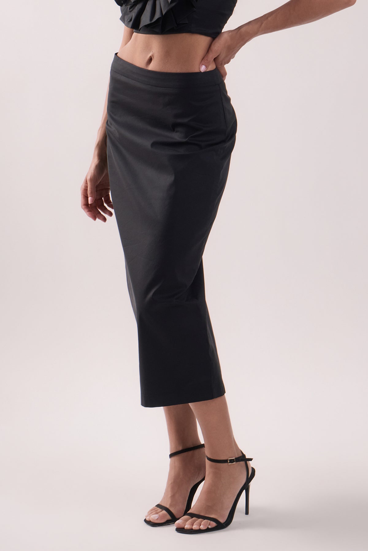 High Waisted Column Midi Skirt