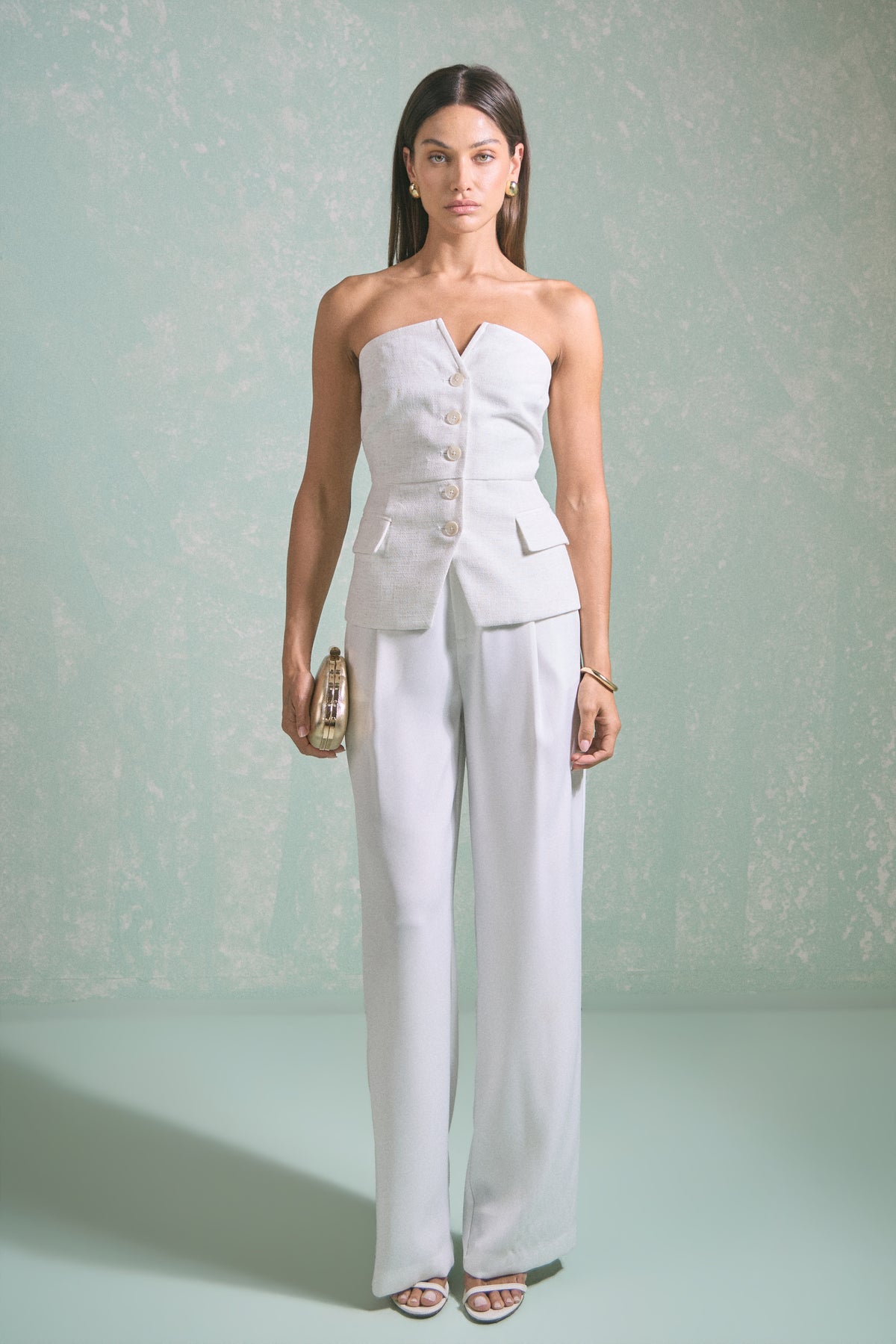 Linen Button Up Tube Top