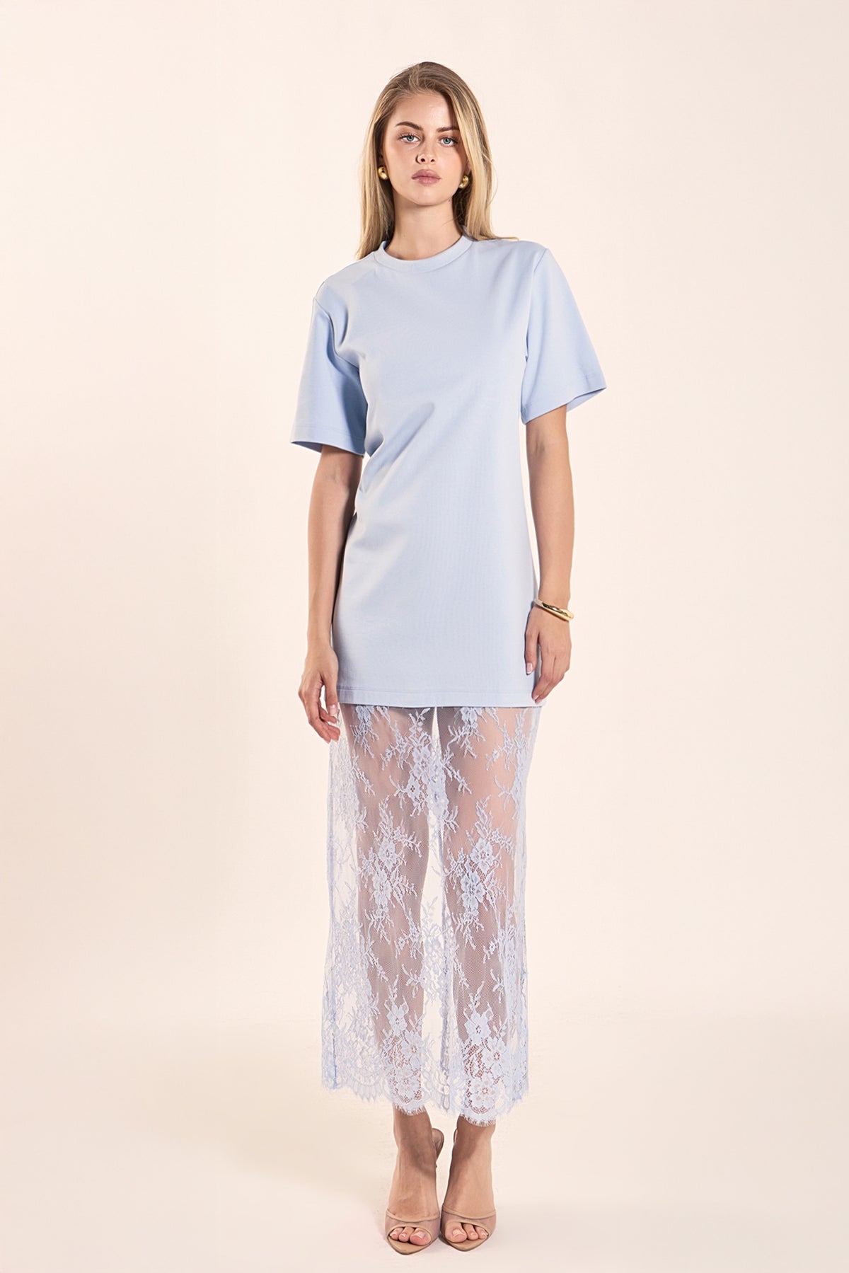 Mix Media T-Shirt Lace Dress