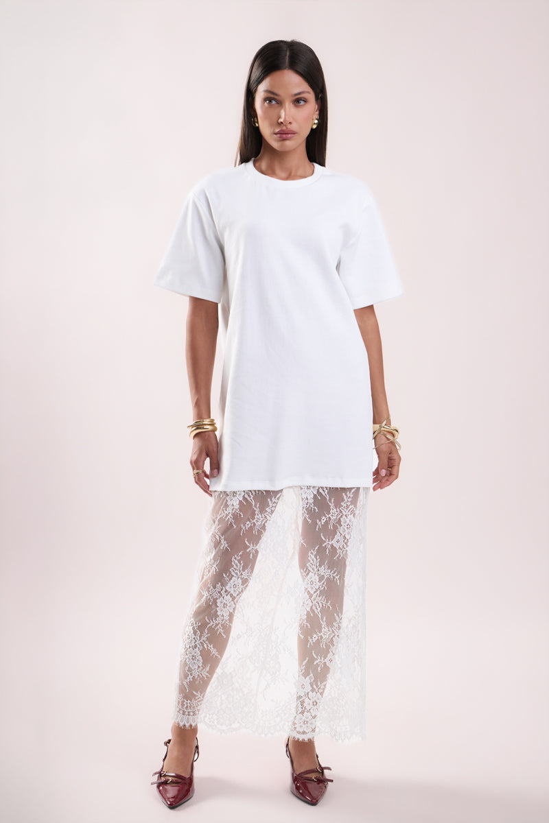Mix Media T-Shirt Lace Dress