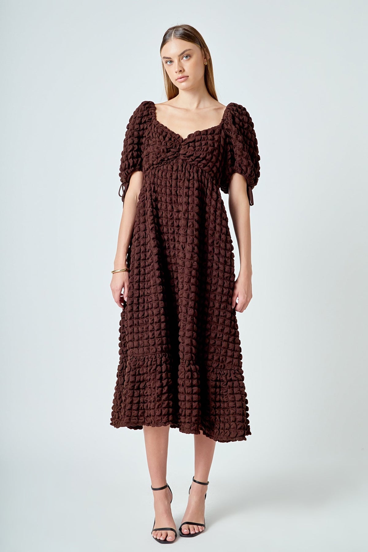 Bubble Puff Sleeve Maxi Dress