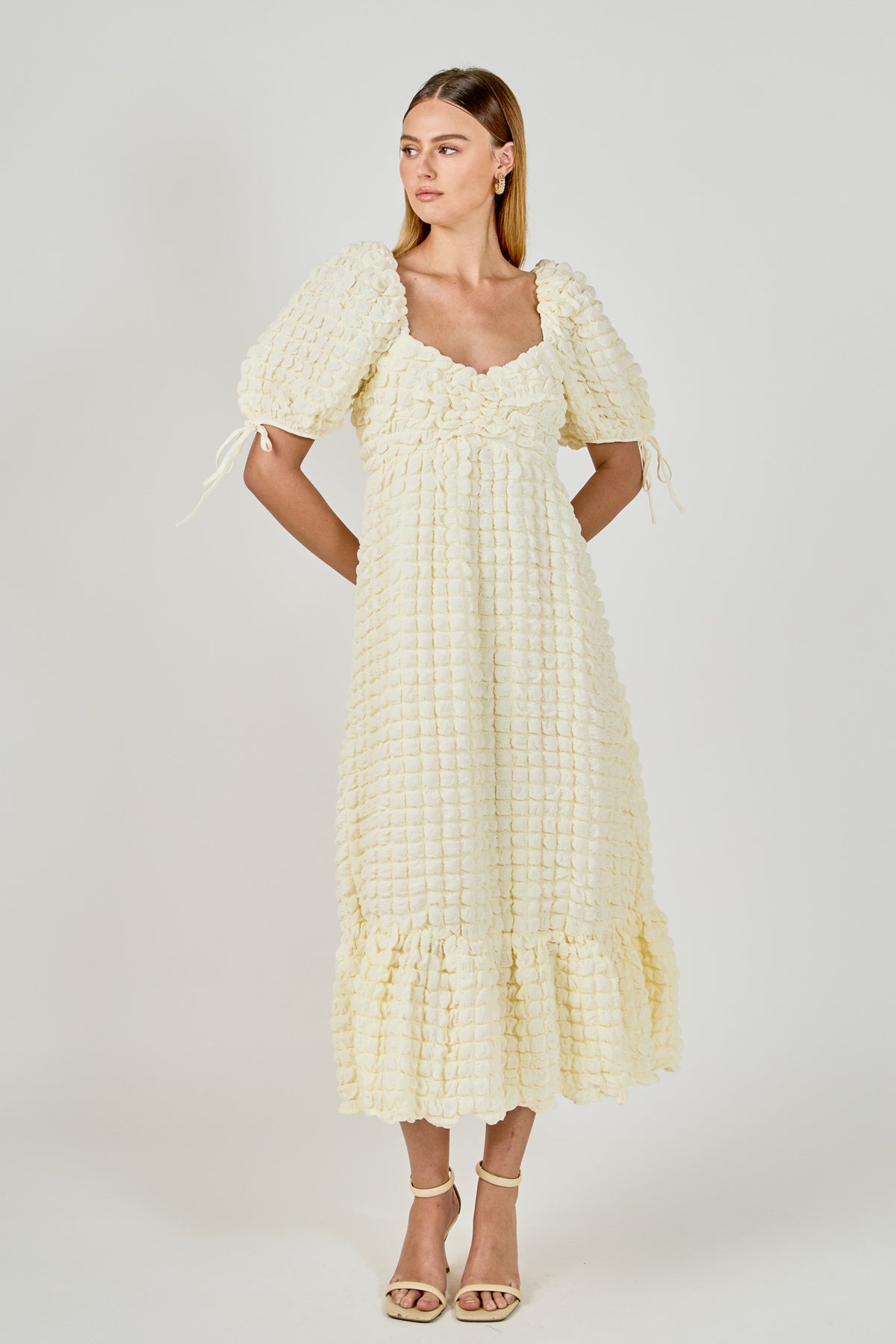 Bubble Puff Sleeve Maxi Dress