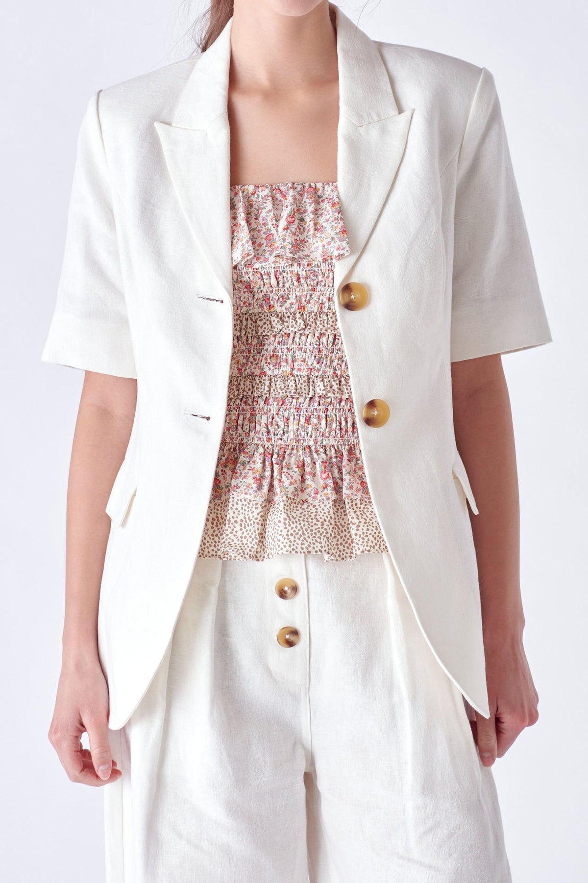 ENGLISH FACTORY - Linen Short Sleeve Blazer - BLAZERS available at Objectrare