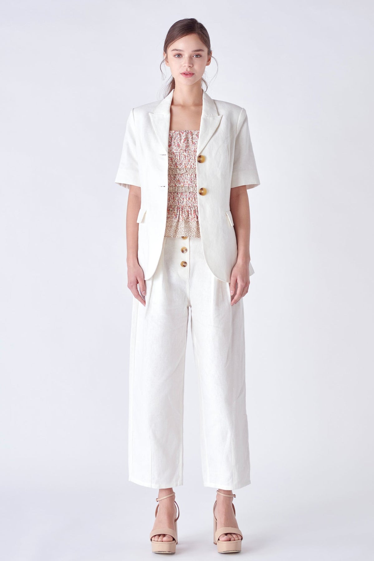 ENGLISH FACTORY - Linen Short Sleeve Blazer - BLAZERS available at Objectrare