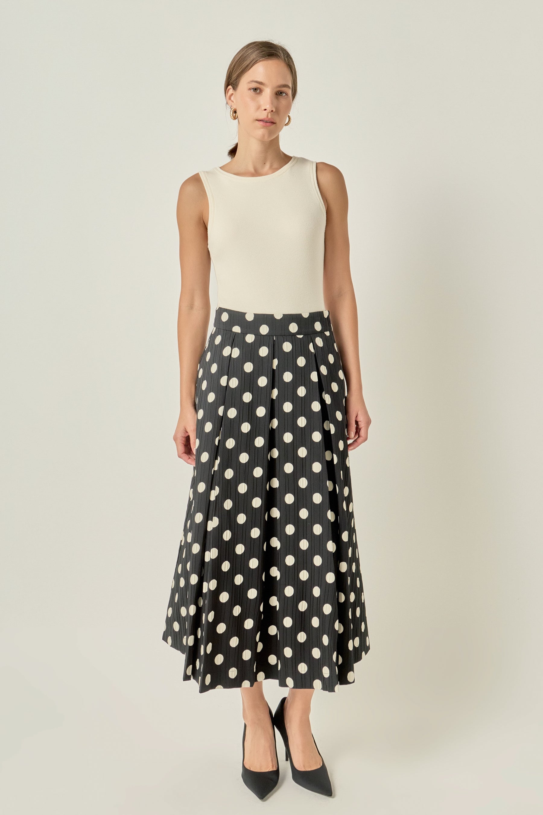 Polka Dot Midi Full Skirt