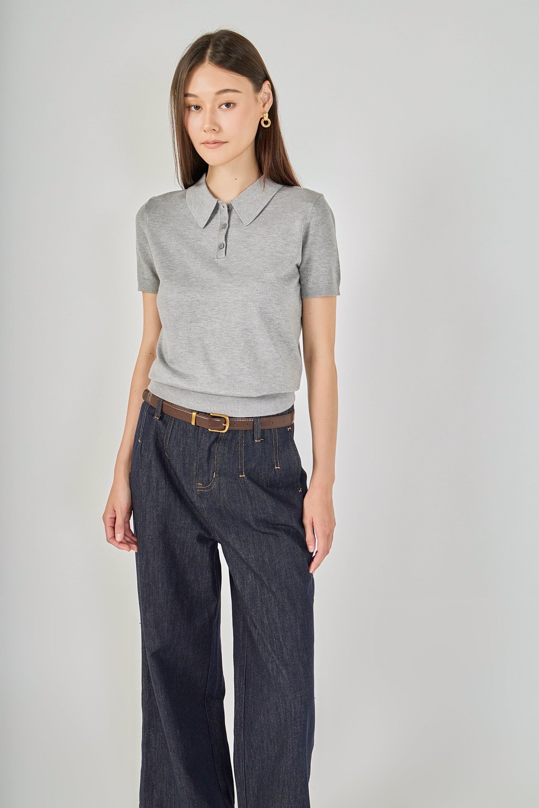 Blue Darted Wide Leg Jeans