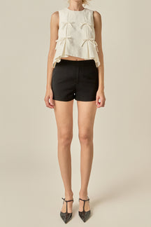 Multi Bow Pleated Top