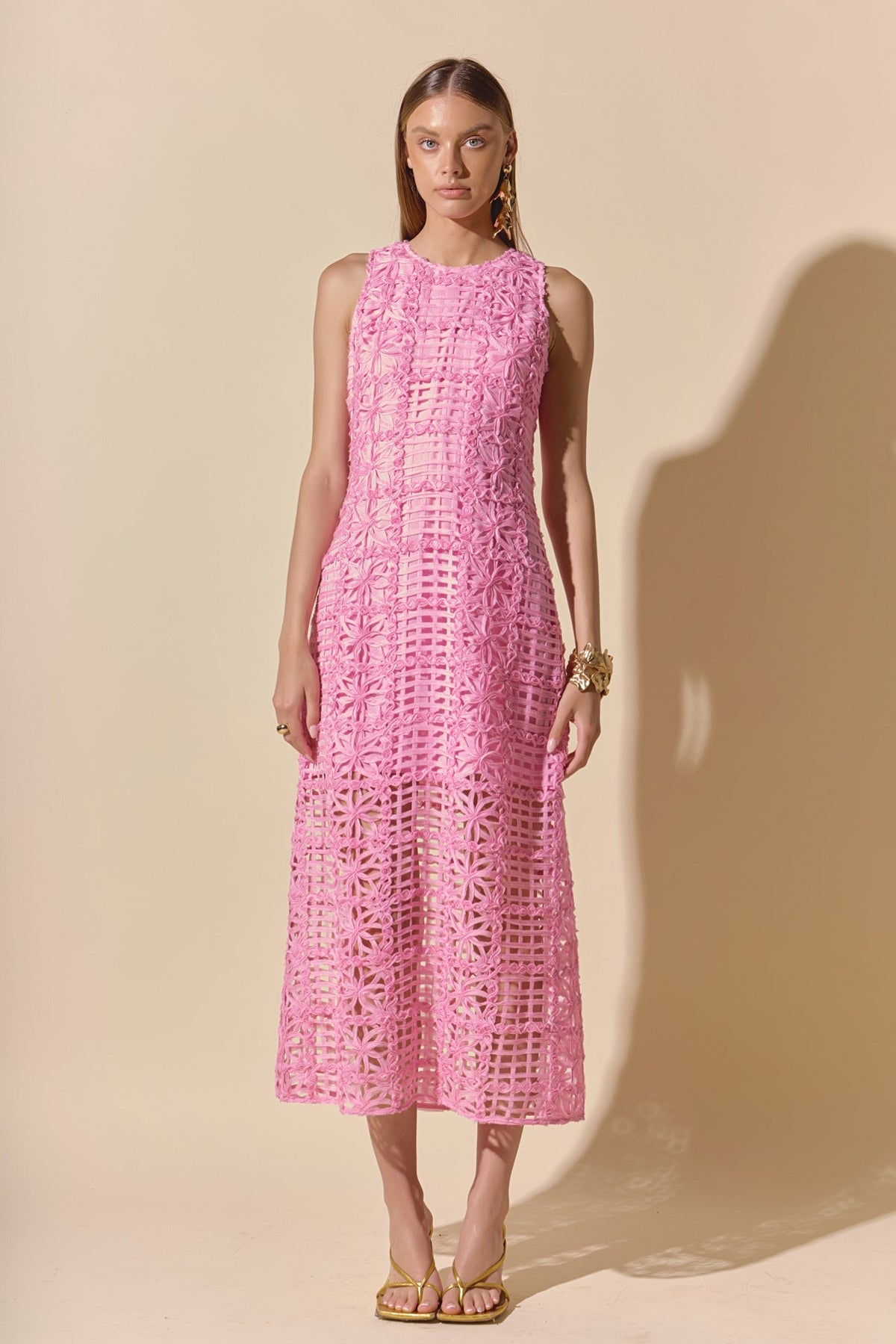 Textured Sleeveless Maxi Dress