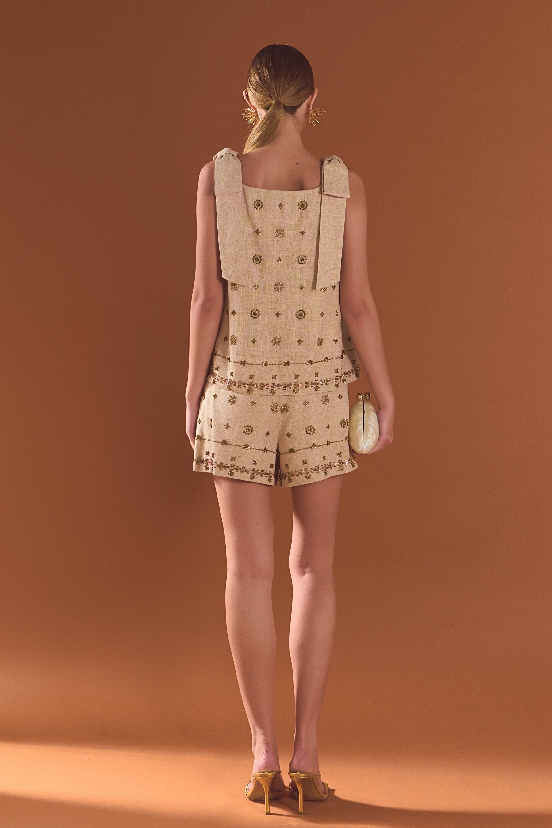 Bow Sleeveless Beaded Top