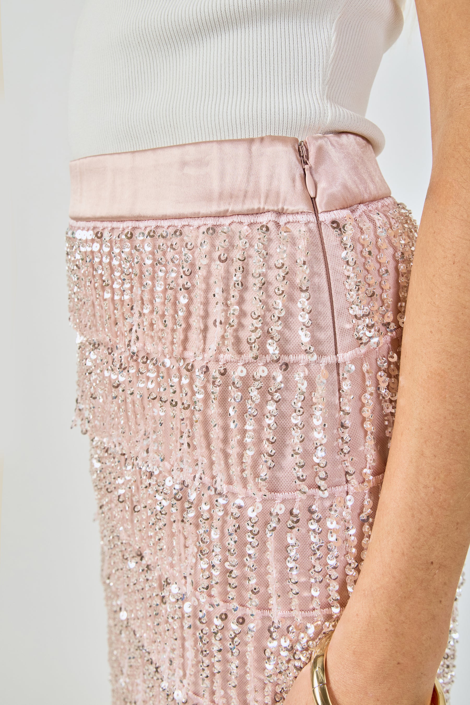 Sequins Tassel Midi Skirt