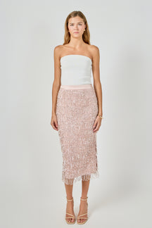 Sequins Tassel Midi Skirt