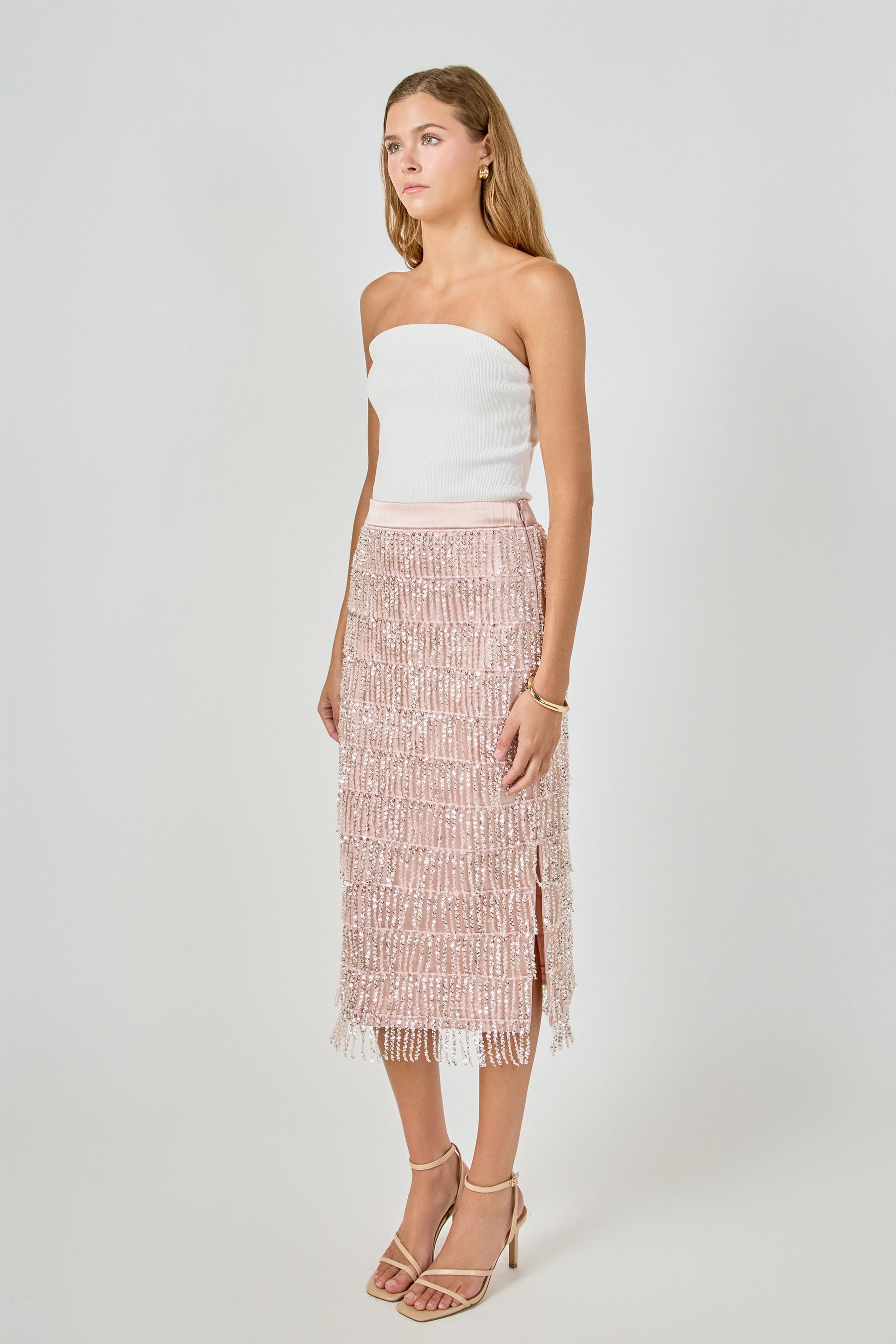 Sequins Tassel Midi Skirt