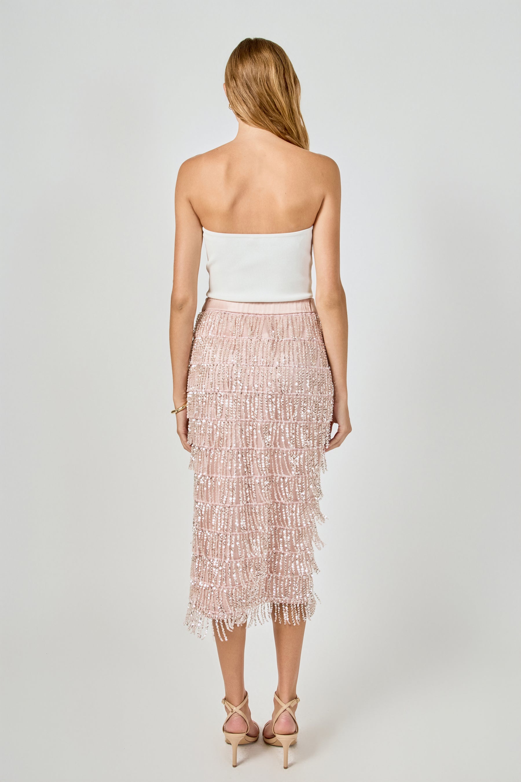 Sequins Tassel Midi Skirt