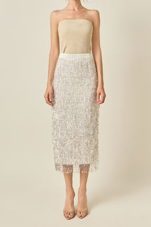 Sequins Tassel Midi Skirt
