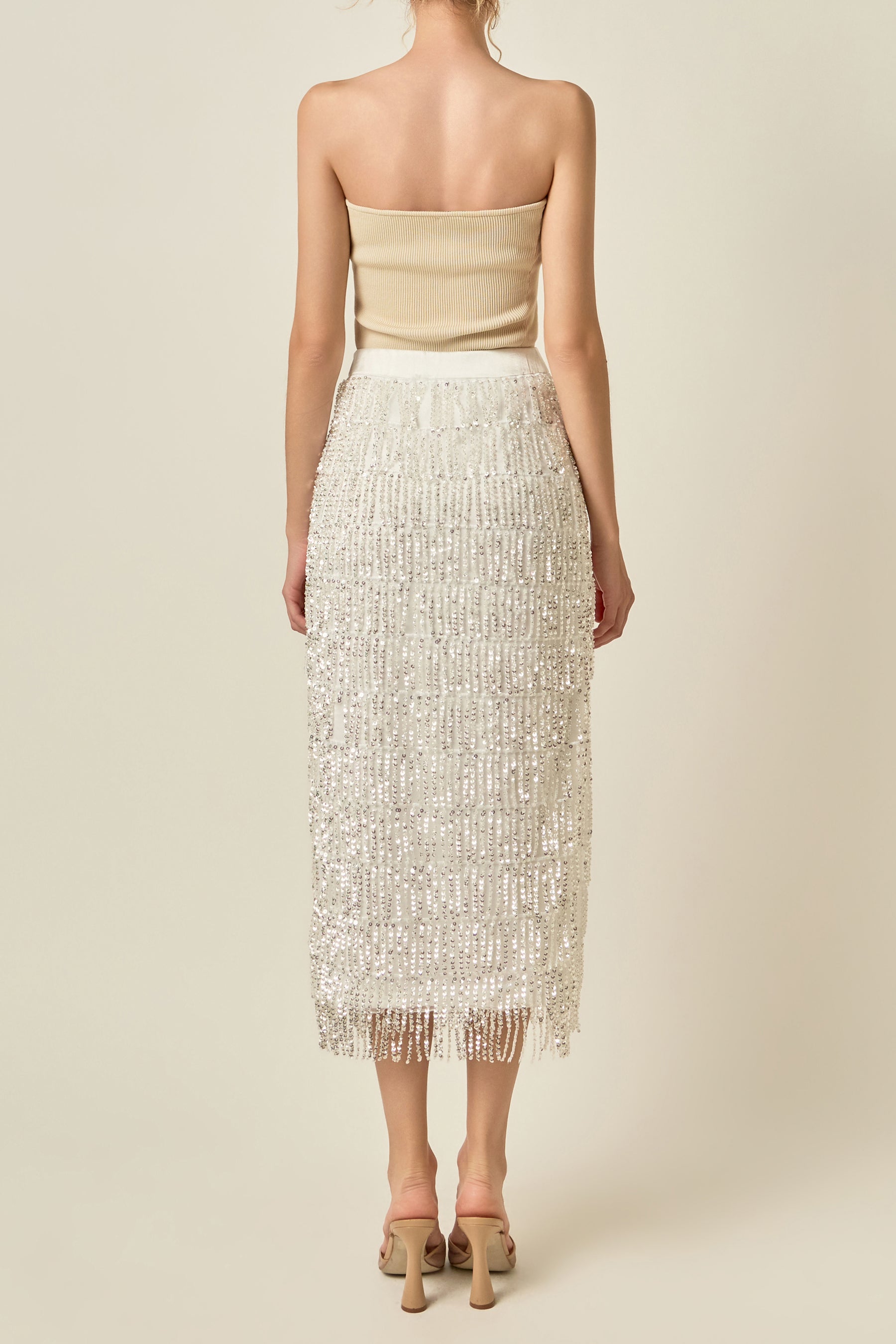 Sequins Tassel Midi Skirt
