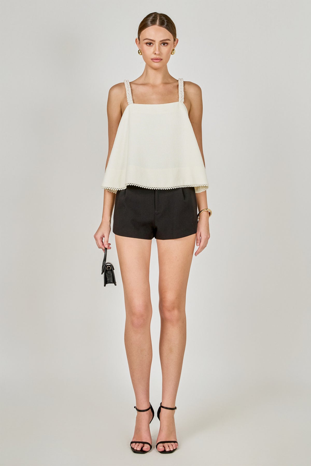 Pearl Trim Sleeveless Top
