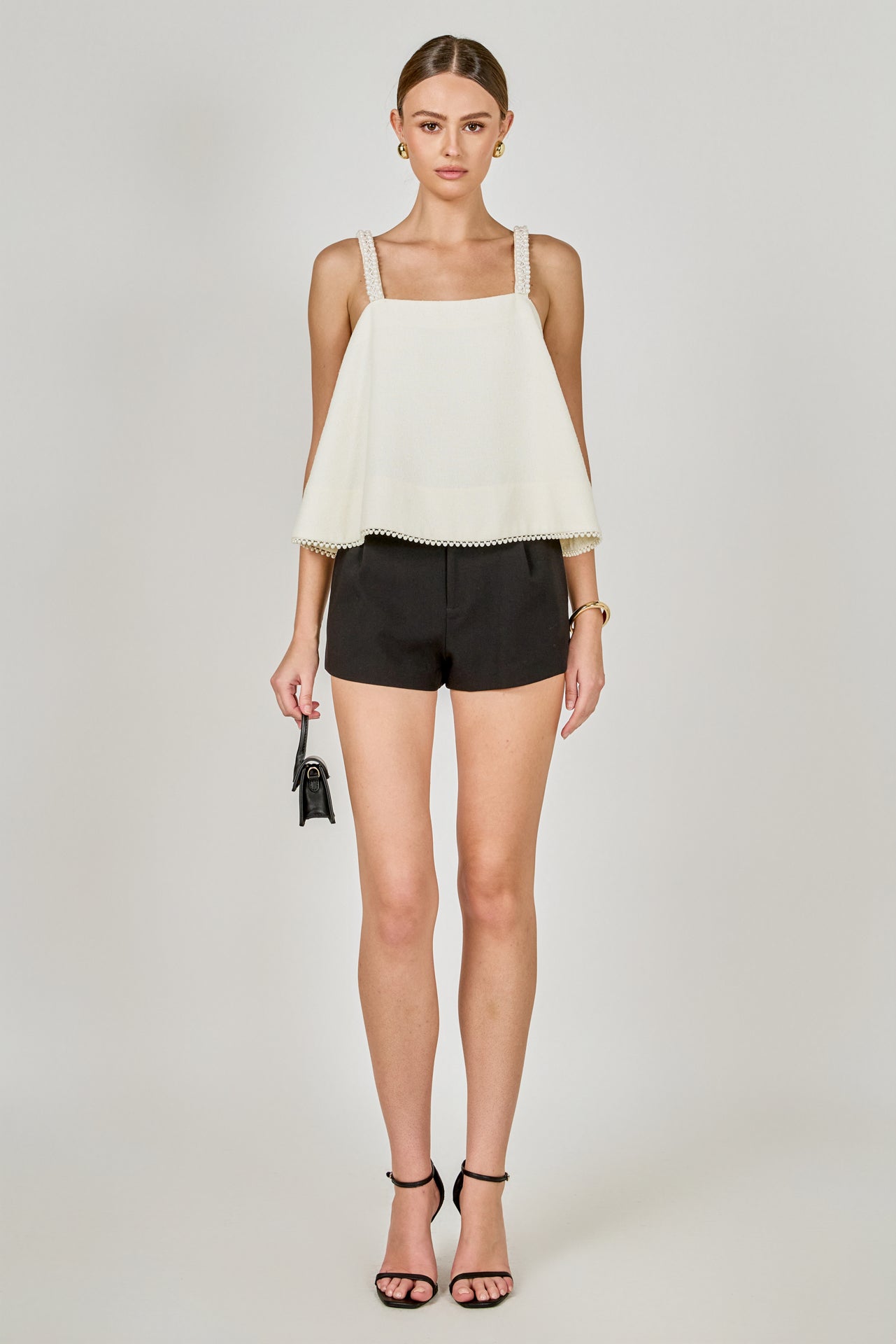 Pearl Trim Sleeveless Top