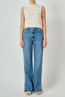 3D Floral Knitted Sleeveless Top