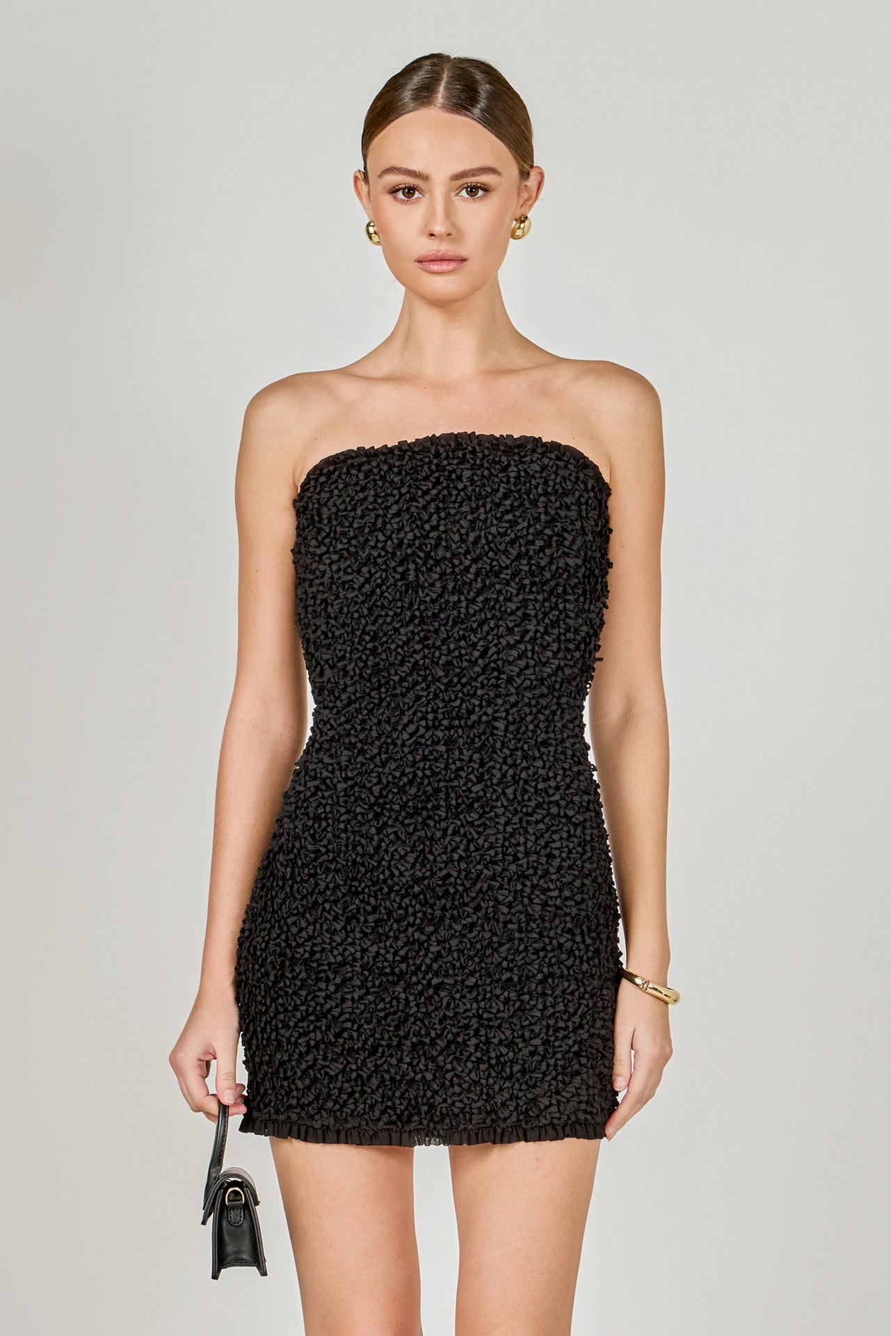 Smocking Detail Tube Mini Dress