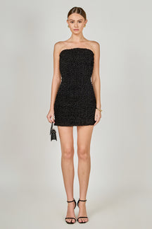 Smocking Detail Tube Mini Dress