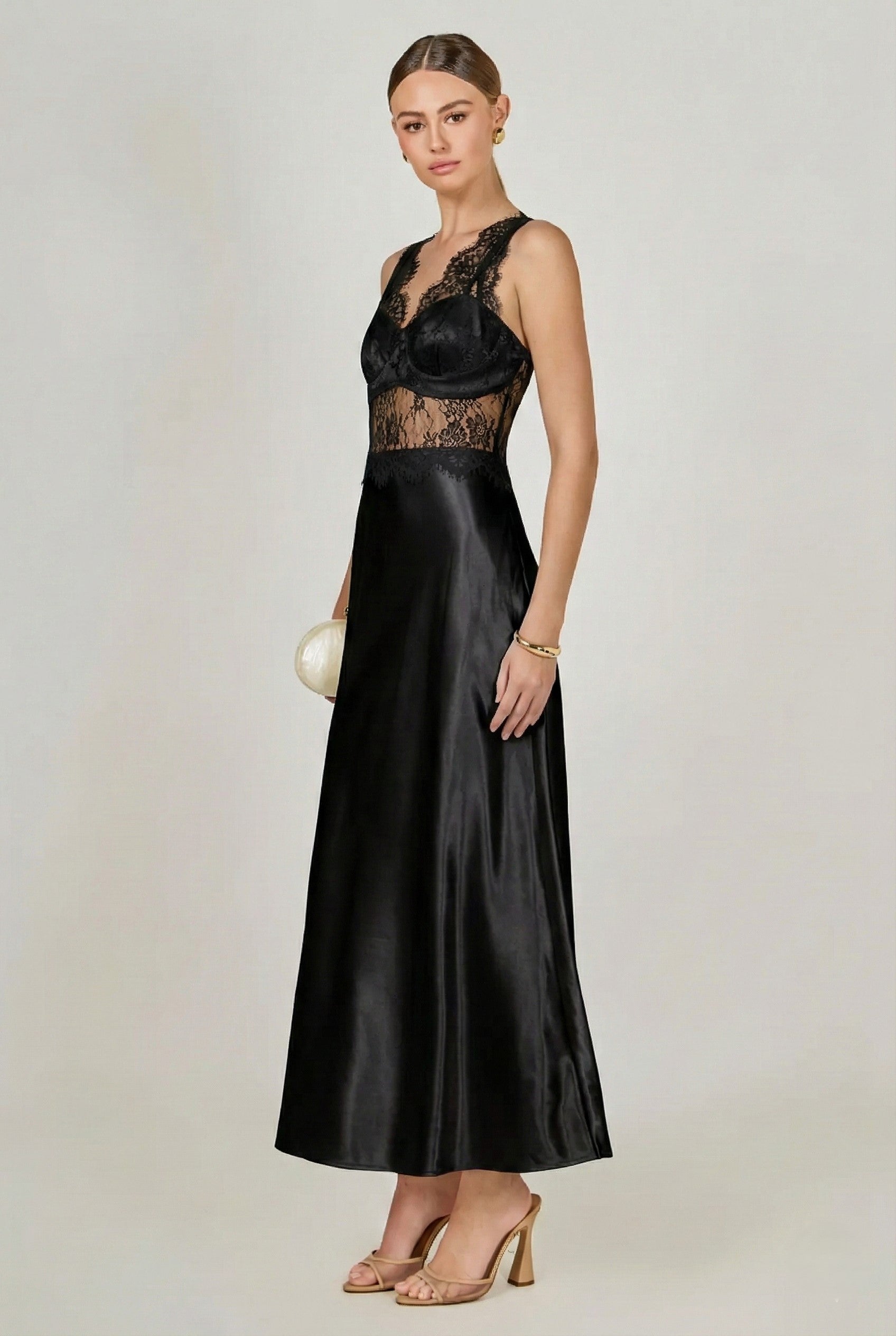 Lace Trim Sleeveless Midi Dress