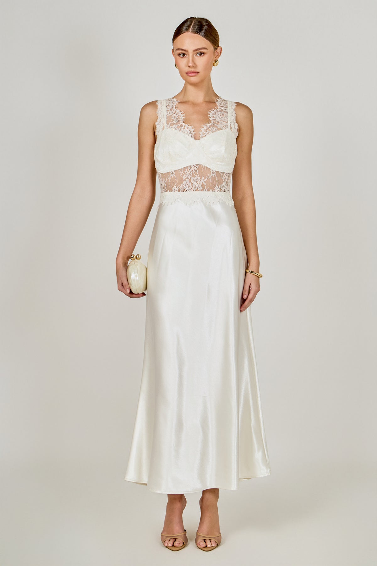 Lace Trim Sleeveless Midi Dress
