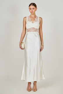 Lace Trim Sleeveless Midi Dress