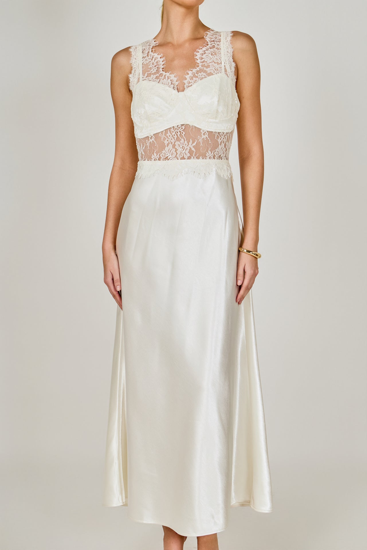 Lace Trim Sleeveless Midi Dress
