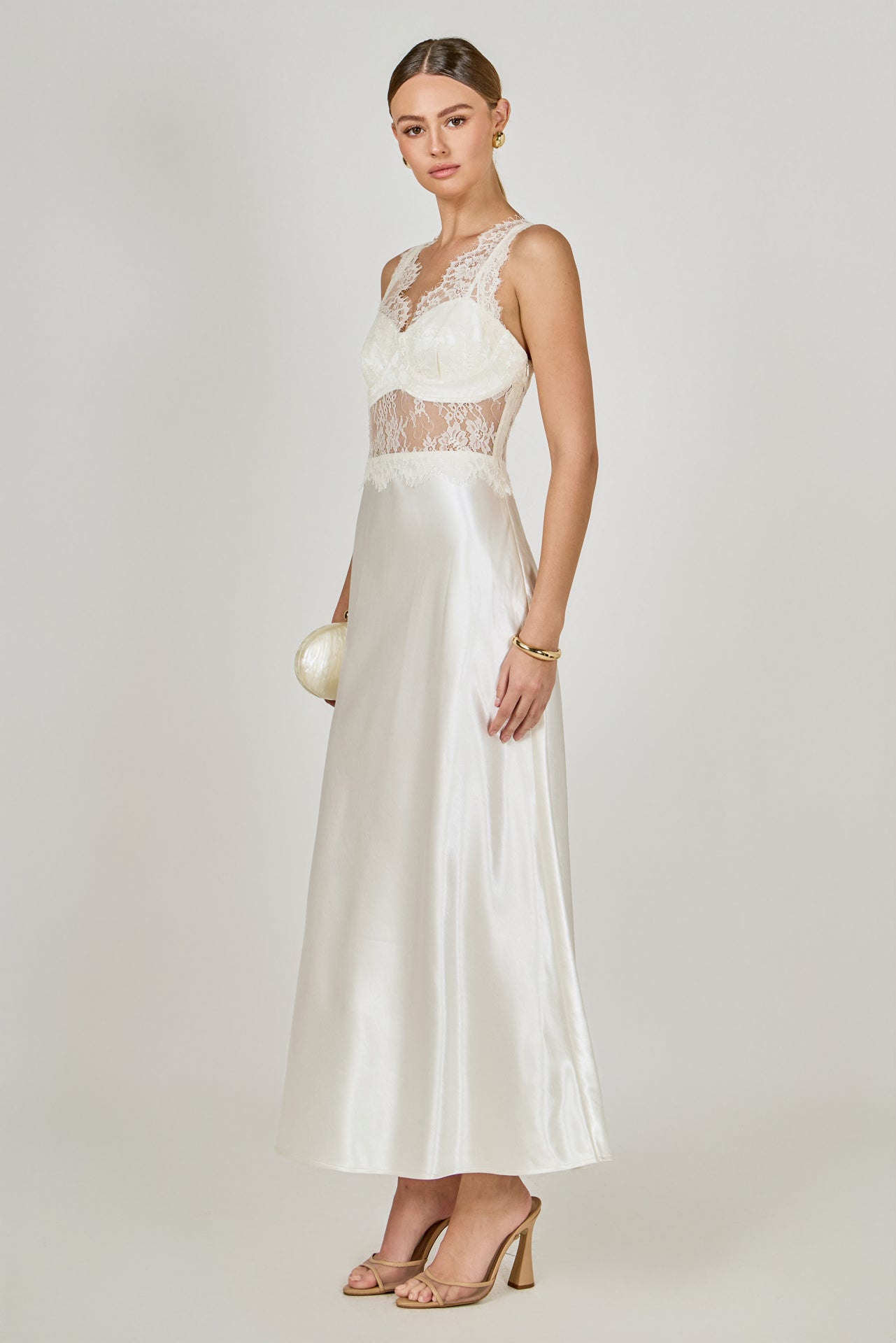 Lace Trim Sleeveless Midi Dress