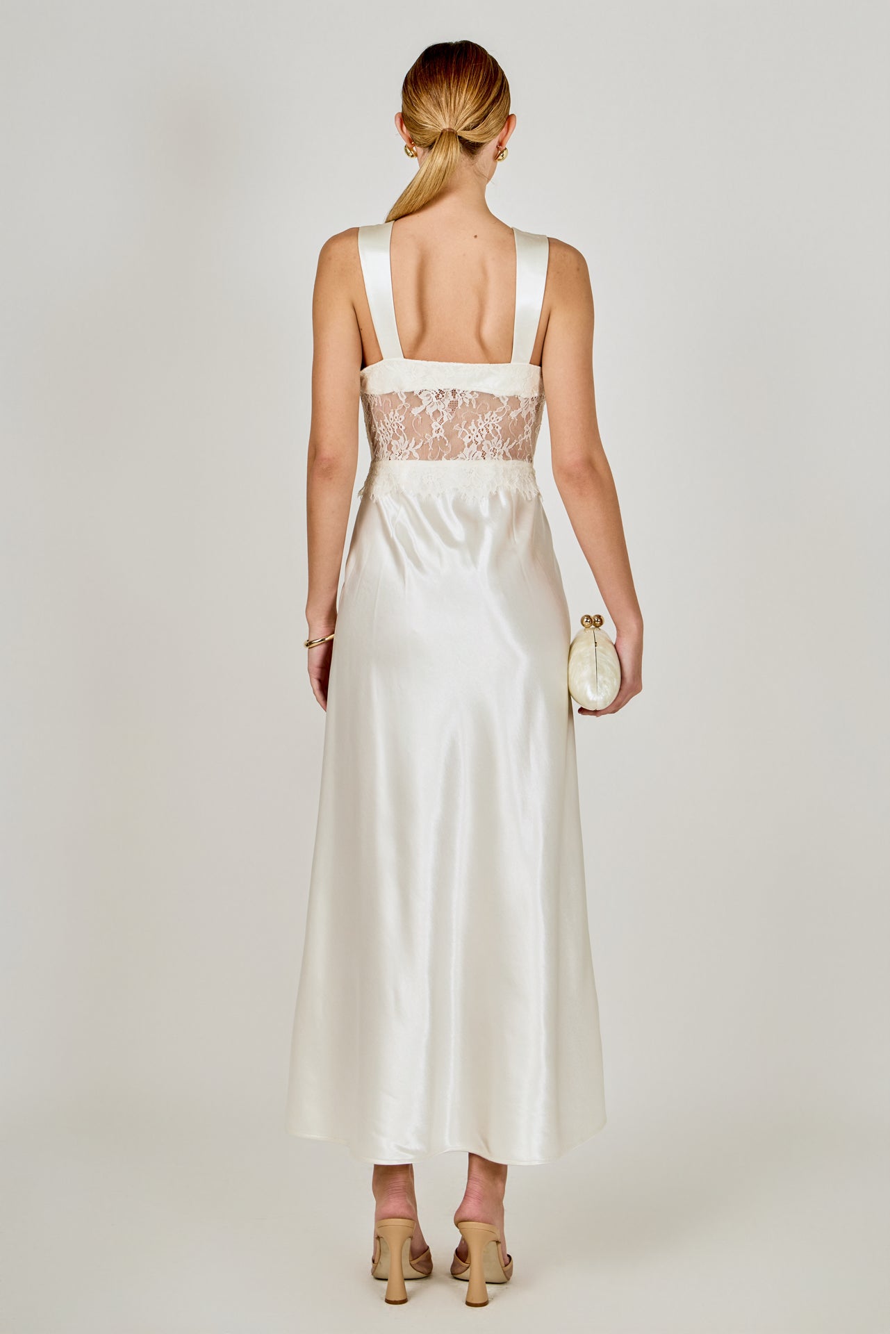 Lace Trim Sleeveless Midi Dress