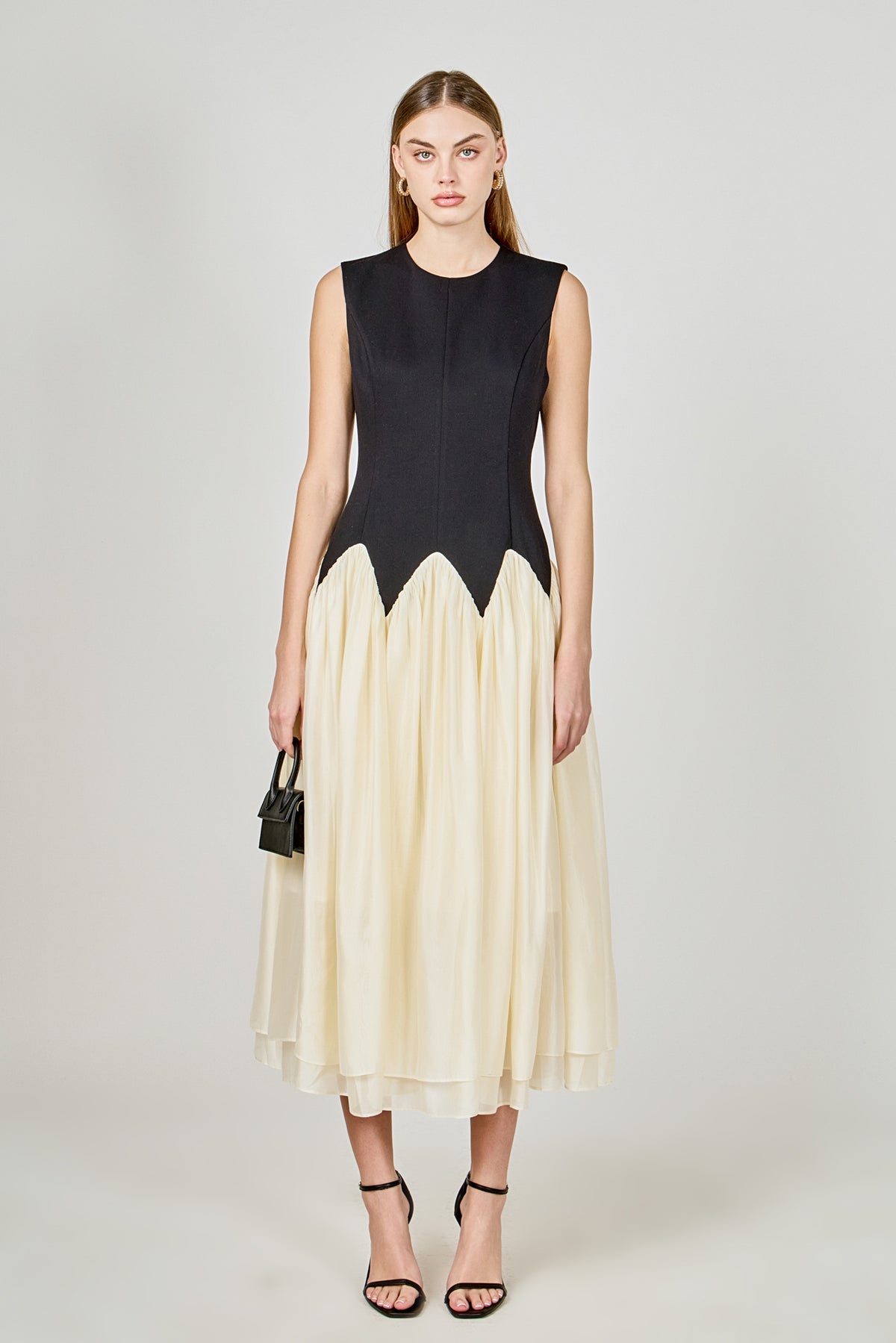 Contrast Color Midi Dress