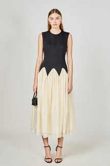 Contrast Color Midi Dress