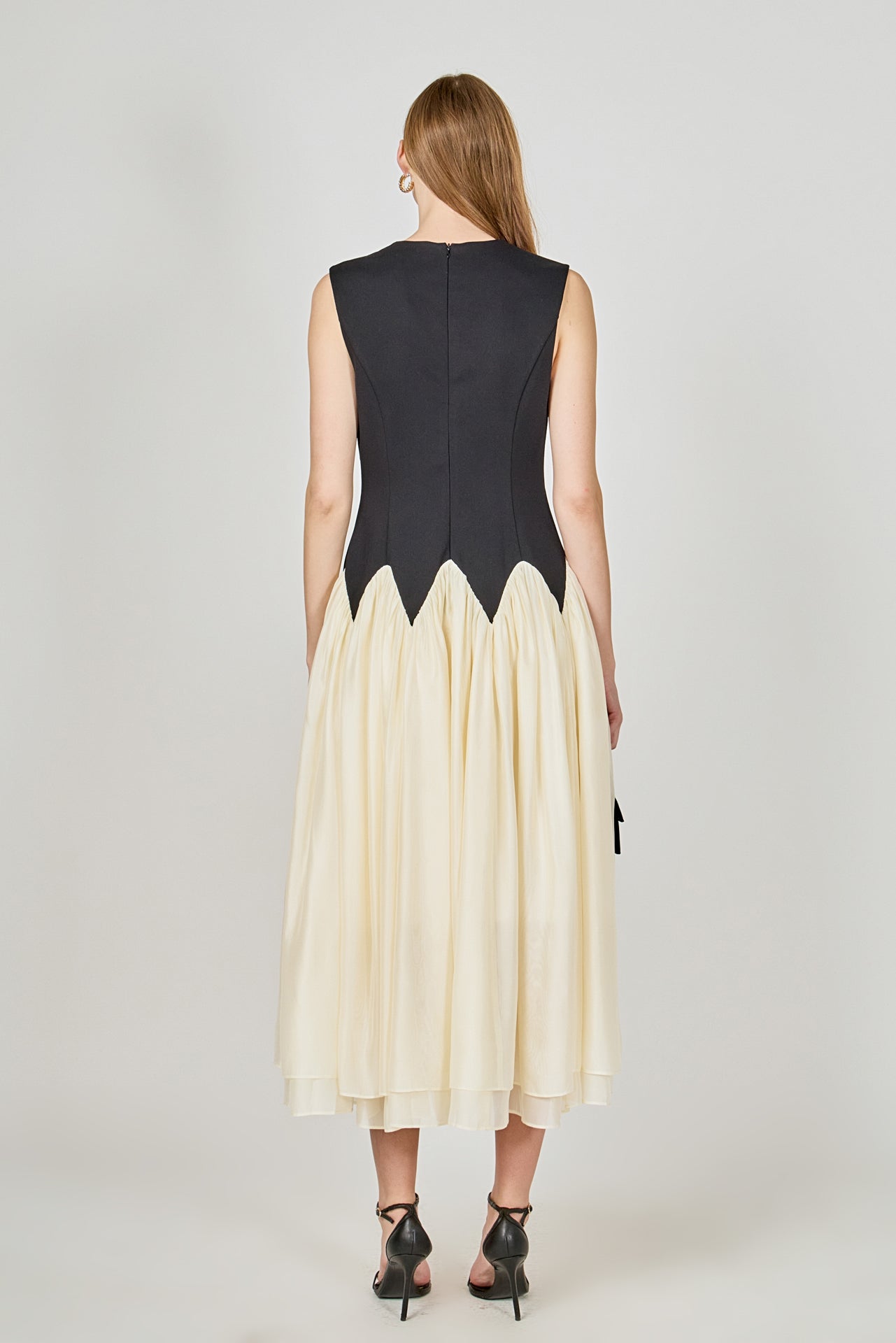 Contrast Color Midi Dress