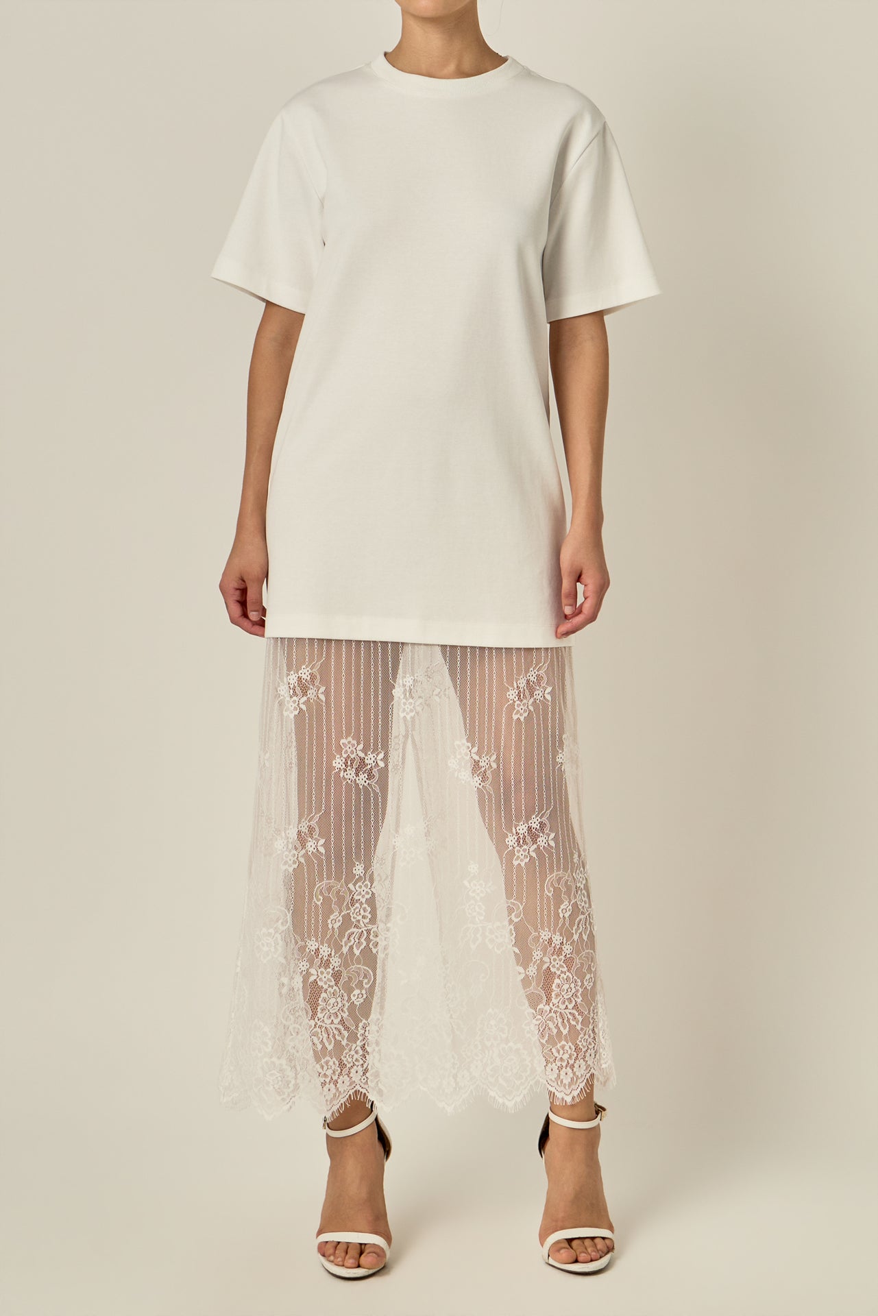 Mix Lace T-shirt Midi Dress