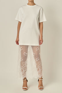 Mix Lace T-shirt Midi Dress