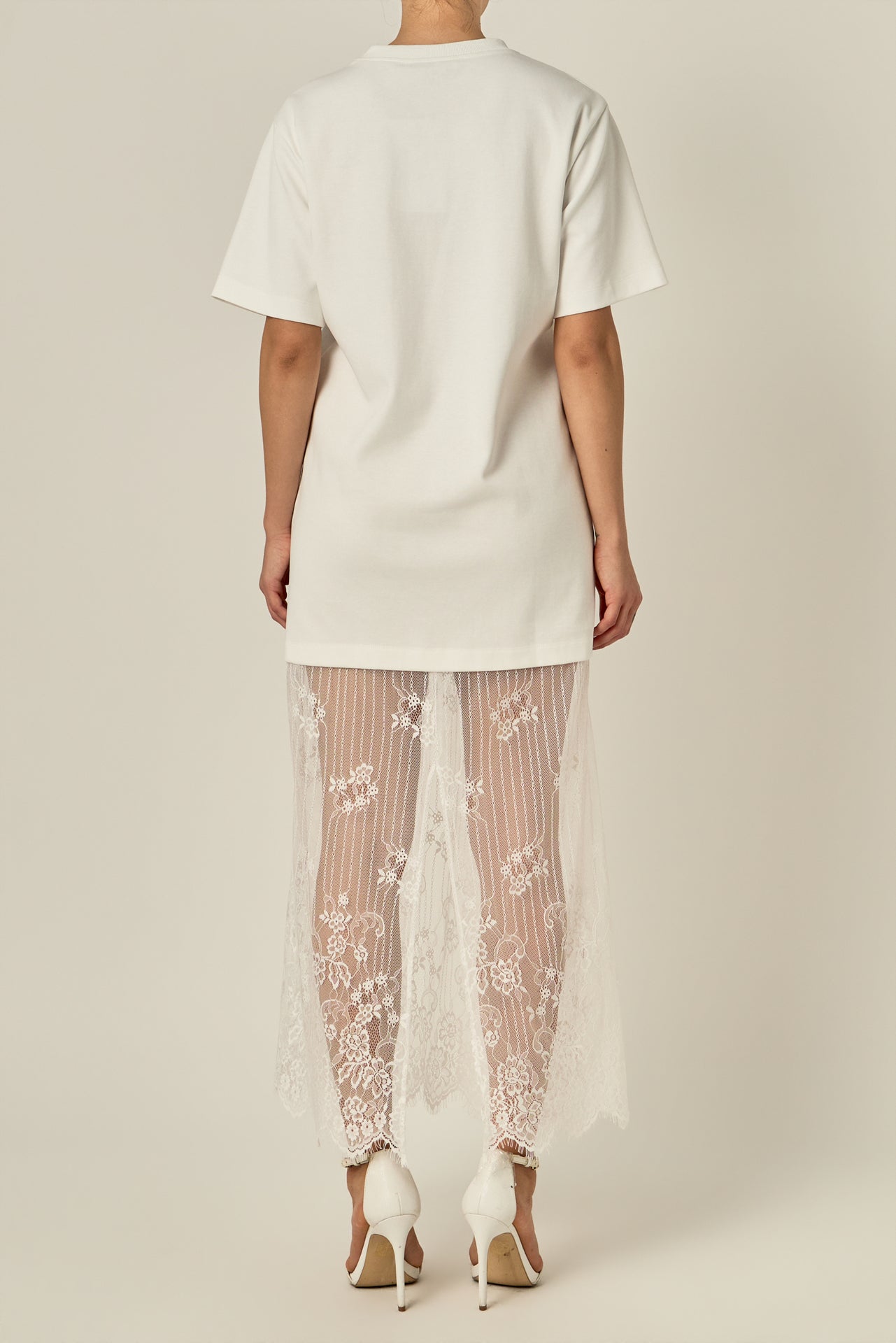 Mix Lace T-shirt Midi Dress