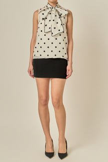 Polka Dot Bow Tie Sleeveless Top
