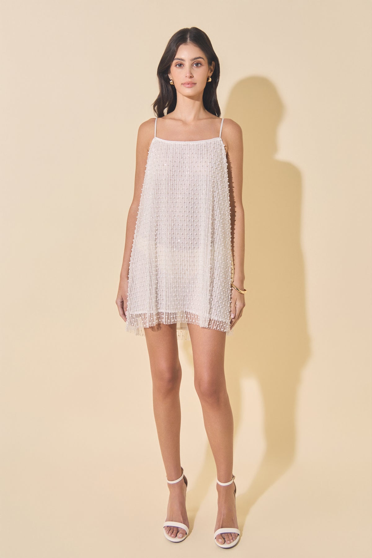Pearl Embellished Mini Dress