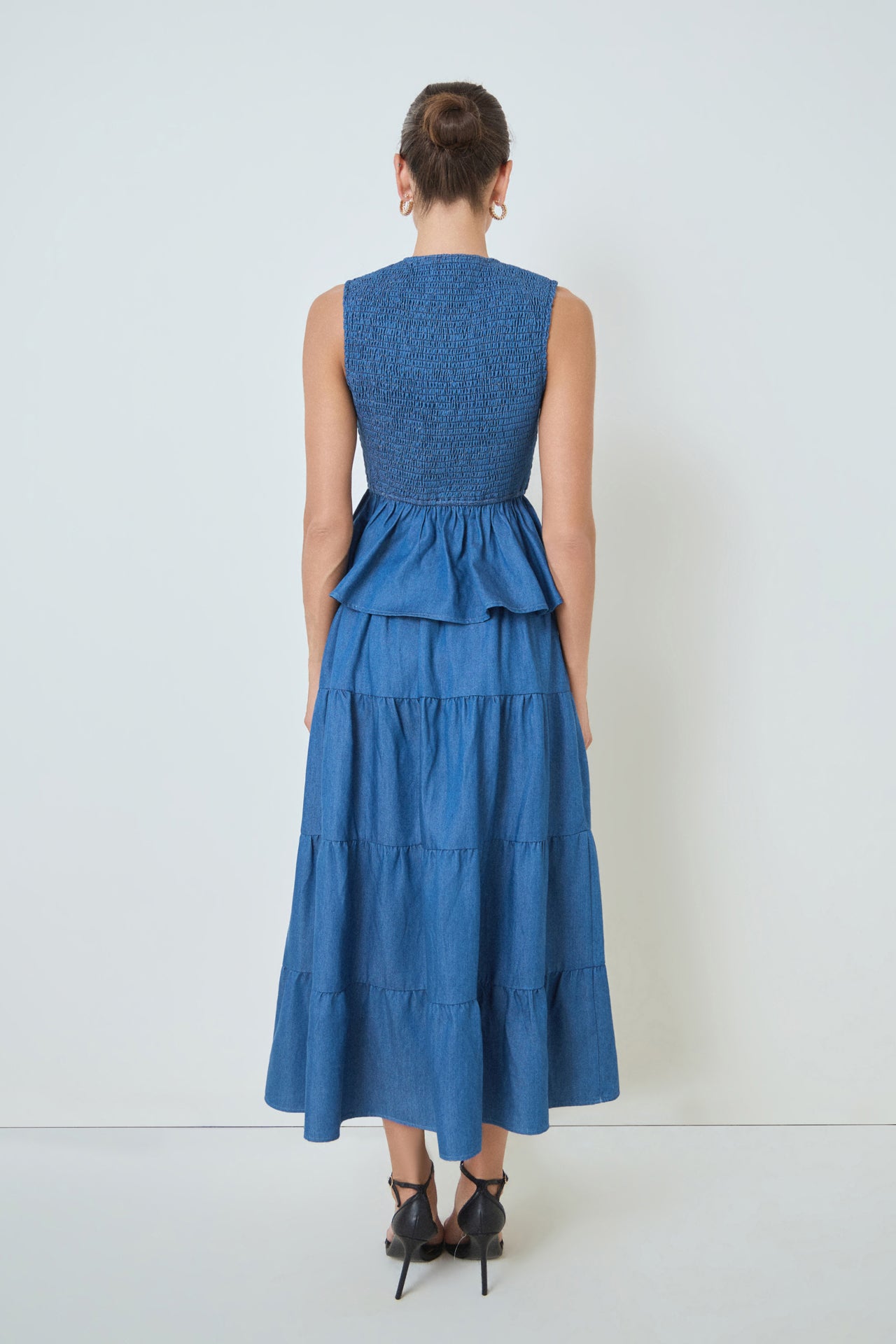 Tiered Denim Maxi Skirt