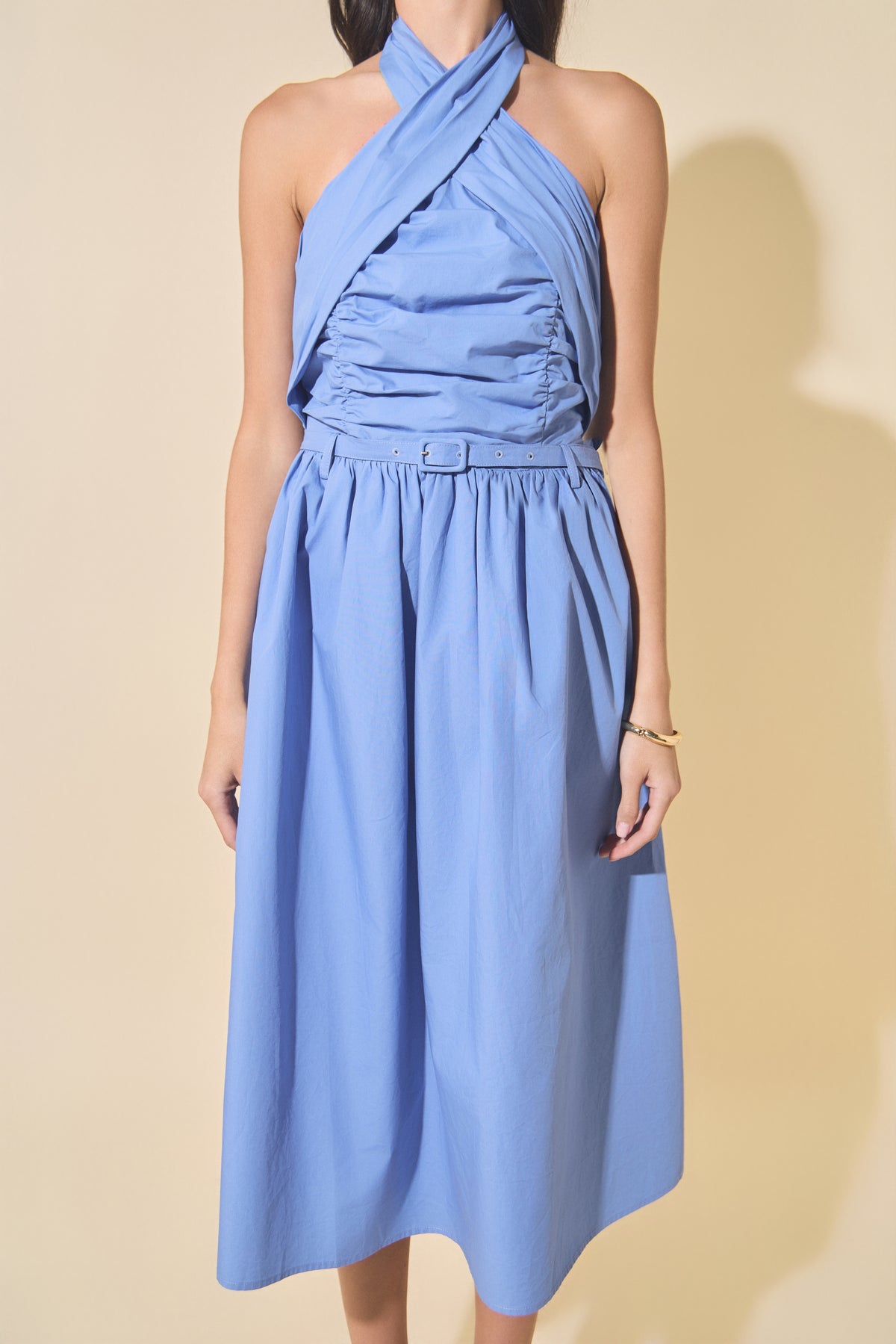 Cross Halter Midi Dress
