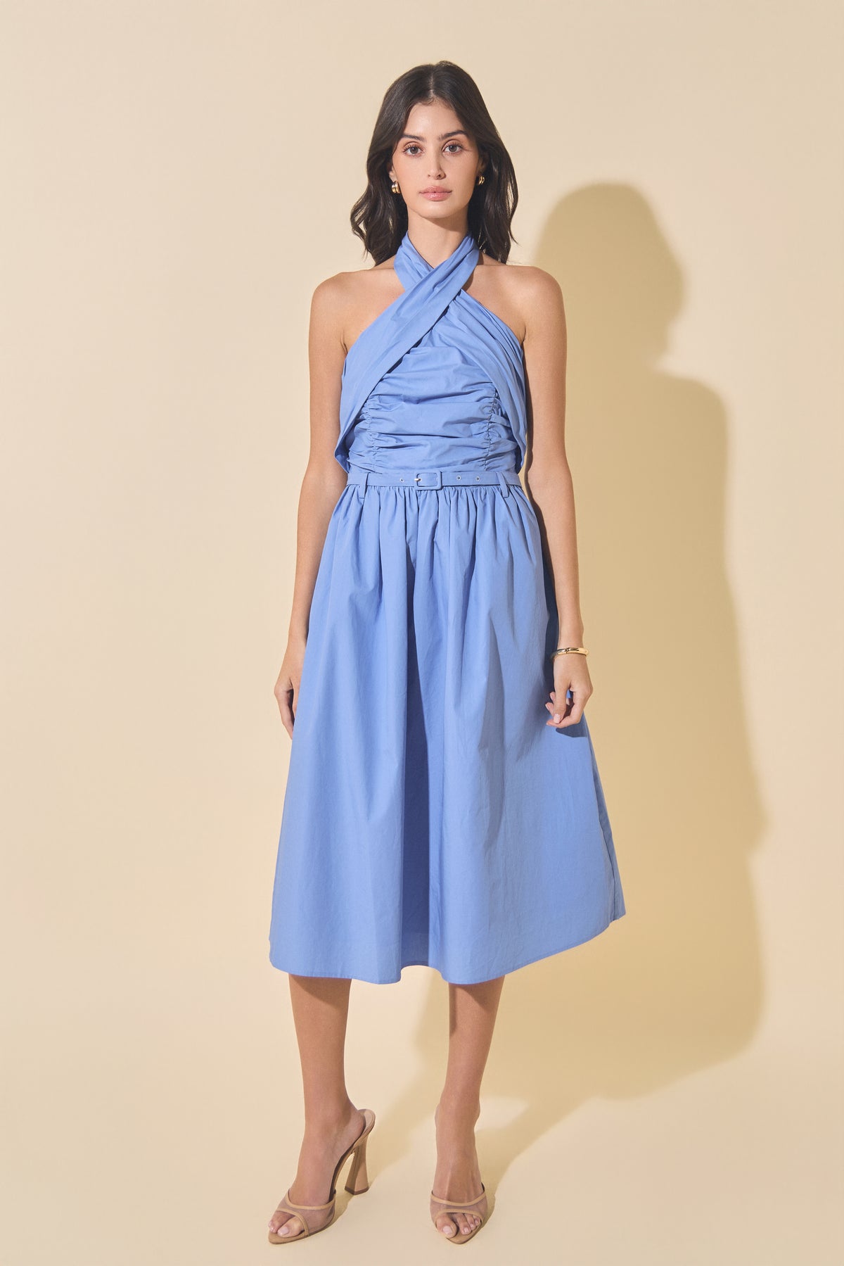 Cross Halter Midi Dress