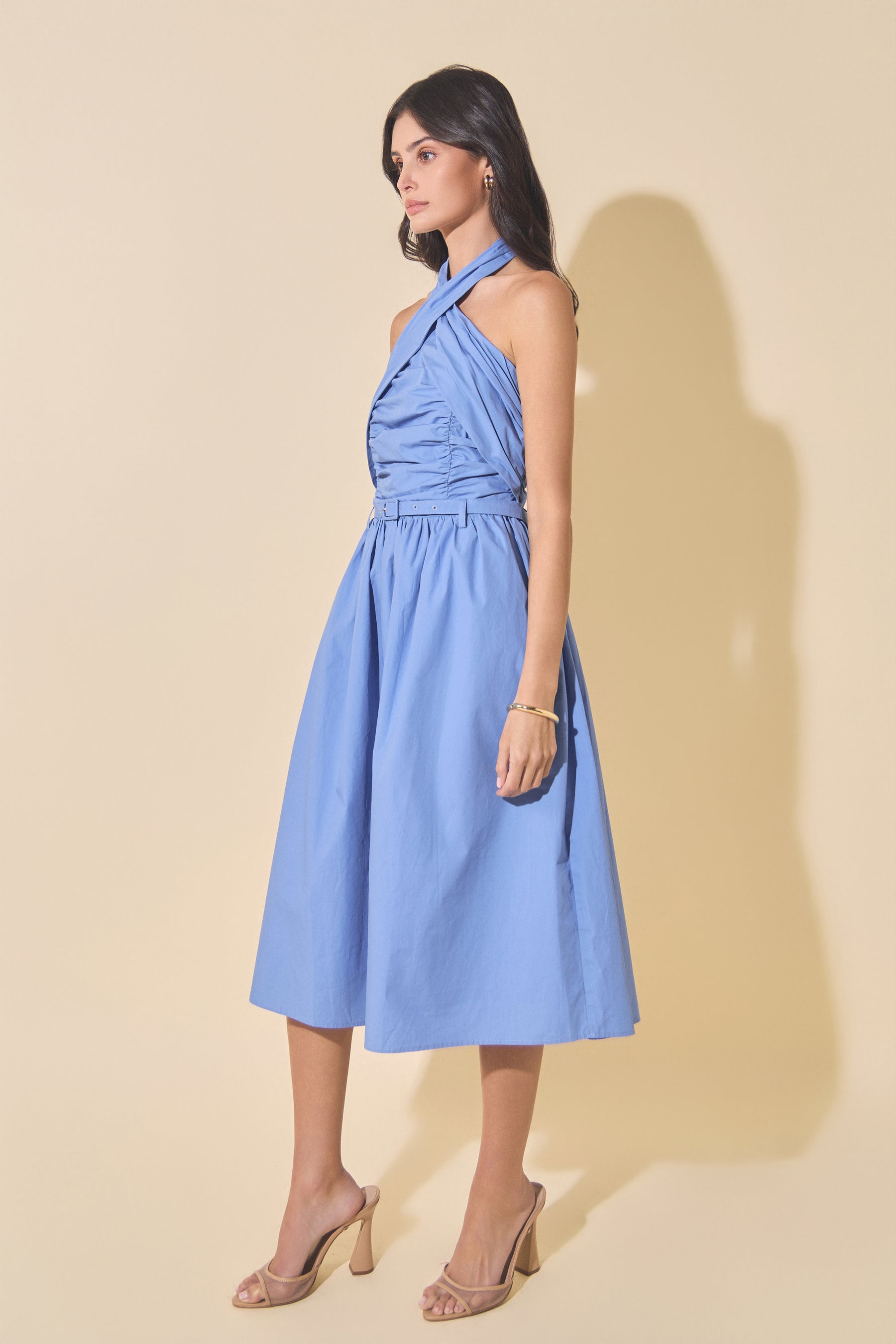 Cross Halter Midi Dress