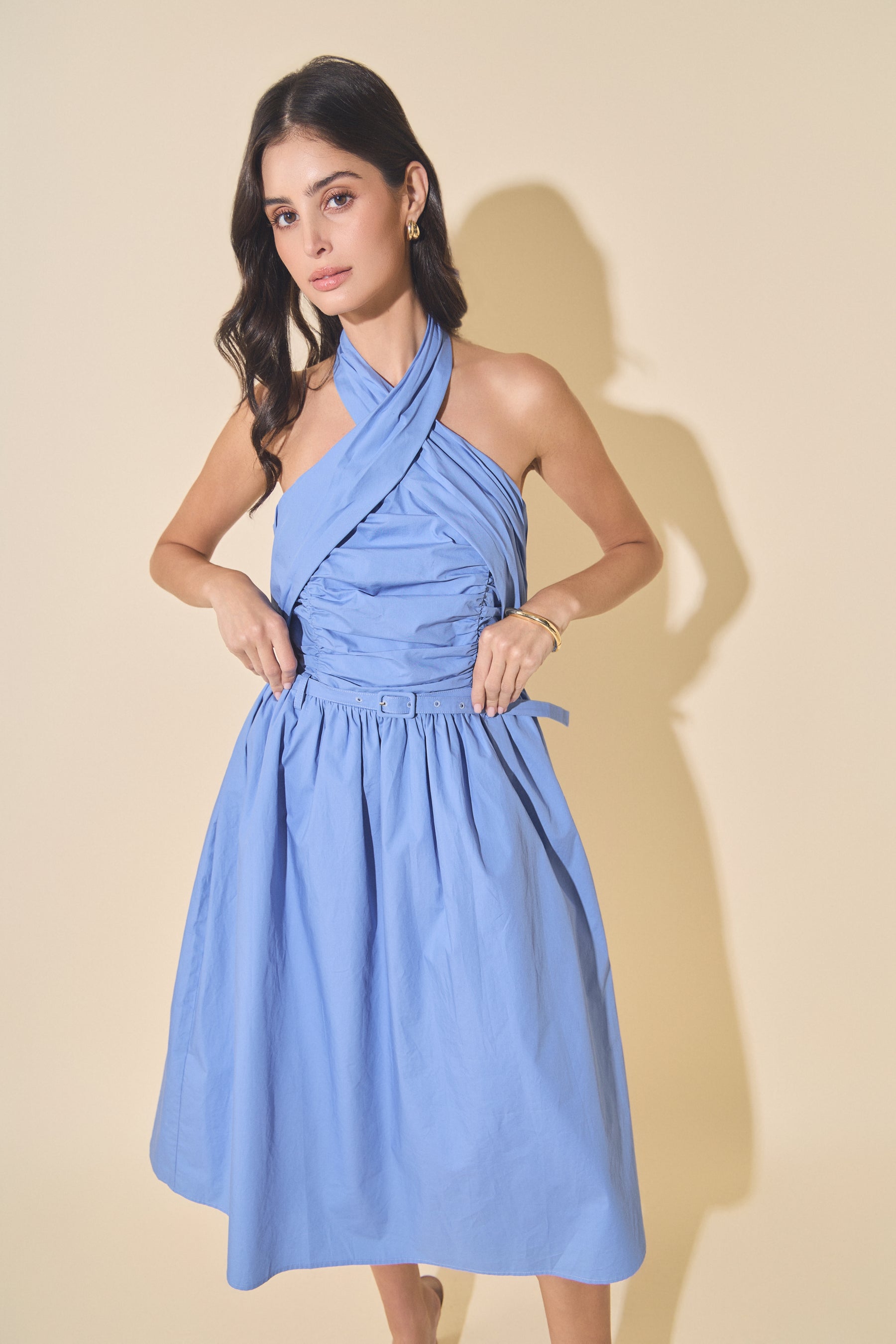 Cross Halter Midi Dress